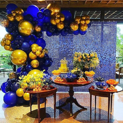 COKAOBE Blue Shimmer Wall Backdrop, 24PCS Square Sequin Shimmer Backdrop Panel, Photo Backdrops for Birthday, Anniversary, Wedding, Graduation & Bachelorette Party Decoration