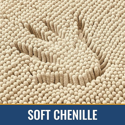 Arotive Bathroom Toilet Rugs U Shaped 20x20, Extra Soft Absorbent Shaggy Chenille Contour Bath Rugs for Toilet, Machine Washable Non-Slip Contoured Bath Mats, Beige