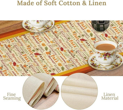 Fall Pumpkin Table Runner Rustic Farmhouse Mushrooms Leaves Berries Lanterns Thanksgiving Theme Home Decor for Farmhouse Indoor Outdoor Party Holiday Dining Kitchen Restaurant Cafe W13xL120in