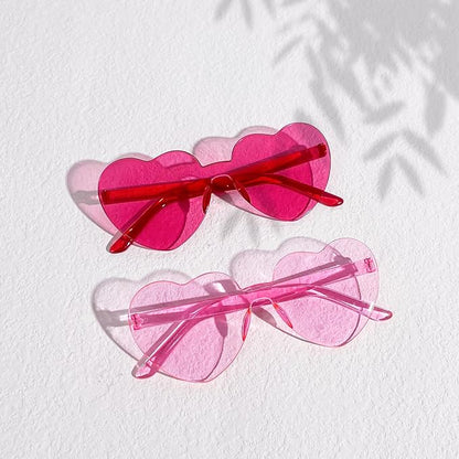 SUNOVELTIES 18 Heart Shape Rimless Sunglasses Transparent Candy Color Party Glasses Colored Eyewear for Women