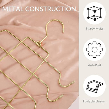 ZEDODIER 2 Pack Tank Top Hanger Space Saving, Bra Hangers for Closet Organizer, Hanging Bra Organizer Tank Tops Holder with 16 Hooks, Metal Closet Organizers and Storage Small Space Solutions, Gold