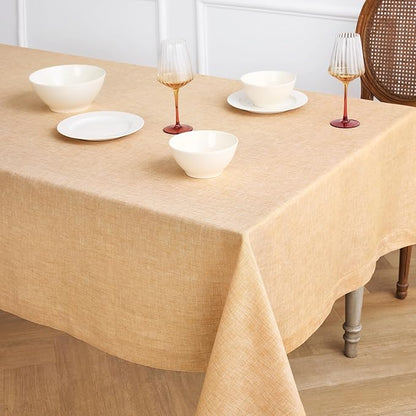 Solino Home Linen Tablecloth 60 x 108 Inch - 100% Pure Linen Golden Nugget Table Cloth for Rectangle Tables - Athena, Machine Washable Tablecloth for Fall, Autumn, Christmas, New Year