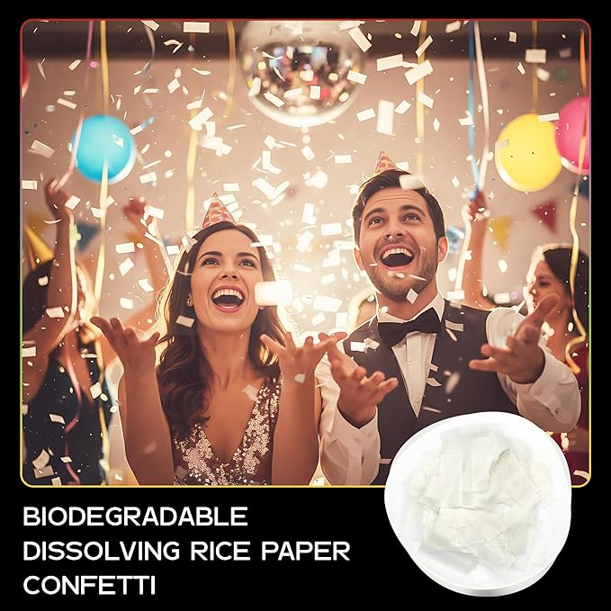 Ultimate Confetti, Biodegradable Dissolving Rice Paper Confetti –Rectangular Flame-Resistant and Water-Soluble Paper Confetti for Cannon and Launcher use – Best for Celebrations - 1 lb, 16 oz