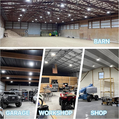 HYPERLITE LED High Bay Lights: 6-Pack 200W UFO Light for Damp Locations - UL-Listed LED Shop Lights for Warehouse Industry Lighting