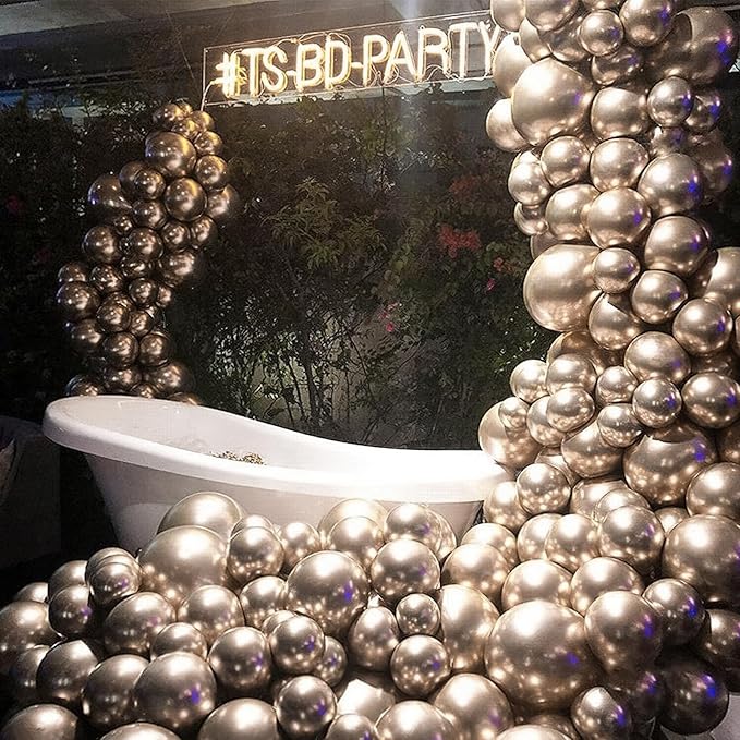 PartyWoo Metallic Gold Balloons 101pcs 12 Inch Chrome Gold Latex Helium Balloons for Wedding Christmas Birthday Graduation Baby Shower Retirement Bachelorette Tea Party Decorations Gold-G127