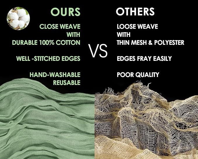 Cotton Sage Green Cheesecloth Table Runner, 13FT Cotton Table Runner Rustic Boho Green Cheese Cloth Runner for Wedding Bridal Baby Shower Table Decoration