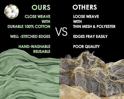 Cotton Sage Green Cheesecloth Table Runner, 13FT Cotton Table Runner Rustic Boho Green Cheese Cloth Runner for Wedding Bridal Baby Shower Table Decoration