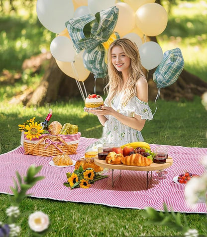 Picnic Basket for 4 with Table and Blanket Collapsible Cooler Bag Insulated Picnic Set for Beach Picnic Hamper Picnic Date Essentials for Outdoor Picnic Accessories Wedding Gift/Bridal Shower Gift