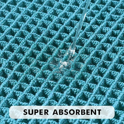 MIULEE Set of 2 Waffle Bathroom Rugs, Boho Bath Rugs Non Slip Washable, Super Absorbent Bath Mats, Ultra Soft Rubber Backed Shower Mats for Bathroom Floor, Tub and Shower, Teal, 18x30 Inch