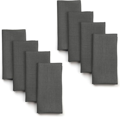 D'Moksha Homes Charcoal Grey Linen Napkins 18 x 18 Inch - 100% Pure Linen Cloth Washable Dinner Napkins Set of 8 for Winter, Christmas, Holiday