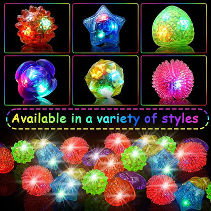 100 Pcs Light Up Rings, Glow In The Dark Party Supplies, 6 Style Flashing Glow In The Dark Rings for Adults & Kids, LED Ring for Birthday Party Favors, Concert, Raves, Halloween, Christmas