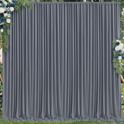 10x10 Charcoal Backdrop Curtain for Parties Wedding Wrinkle Free Silver Grey Photo Curtains Backdrop Drapes Fabric Decoration for Birthday Party Baby Shower 5ft x 10ft,2 Panels