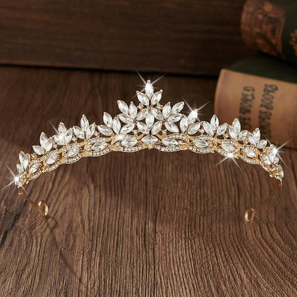 Crystal Tiaras & Crowns for Women, Bride Royal Queen Headband Princess Headpieces for Birthday Cake Crown & Prom Pageant Party