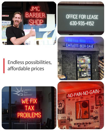 SpellBrite Custom Signs for Business | Custom Neon Sign Look, LED Light Source | Changeable 6.3" LED Letters (2 rows, 15 characters)