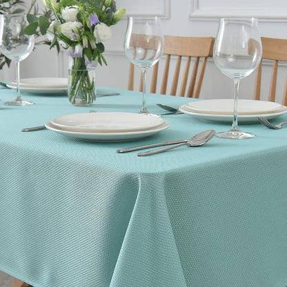 maxmill Jacquard Square Tablecloth Waterproof Spillproof Wrinkle Resistant Soft Textured Table Cloth for Dinner and Party Washable Polyester Fabric, Indoor and Outdoor Use, 60 x 60 Inch, Turquoise