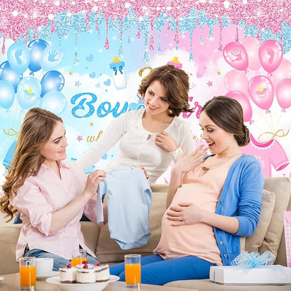 Avezano Gender Reveal Backdrop Boy or Girl What Will Baby Be Gender Reveal Party Decorations Pink Blue Balloon Background for Baby Shower Banner Supplies (7x5ft)