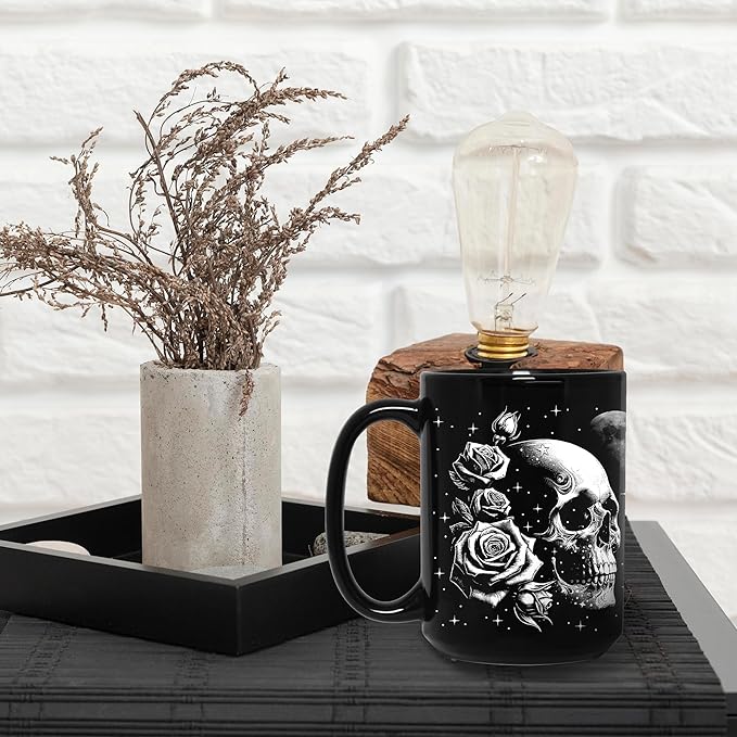 Skull Mug 15oz Goth Gift for Women - Christmas Mugs Witch Gifts for Women Skull Gifts for Men Unique - Gothic Coffee Mug - Witch, Goth Decor Christmas Cup With Skulls Cup Gothic Gift for Men, Dad, Mom