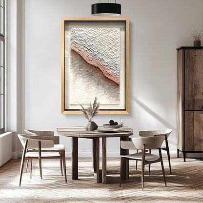 BrightA 3D Paper White Wall Art Abstract Wall Art Framed Artwork for Walls Frame Large Artwork for Living Room Office 27.5"x39.4"