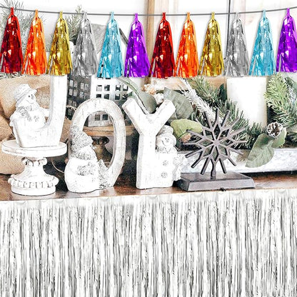 3P Lake Blue Orange-Red-Gold-Silver-Purple Tassel Banner Garland Metallic Foil Fringe Banner Tinsel Tassels Streamer Banner Backdrop for Parade Floats,Graduation Wedding Party Decorations