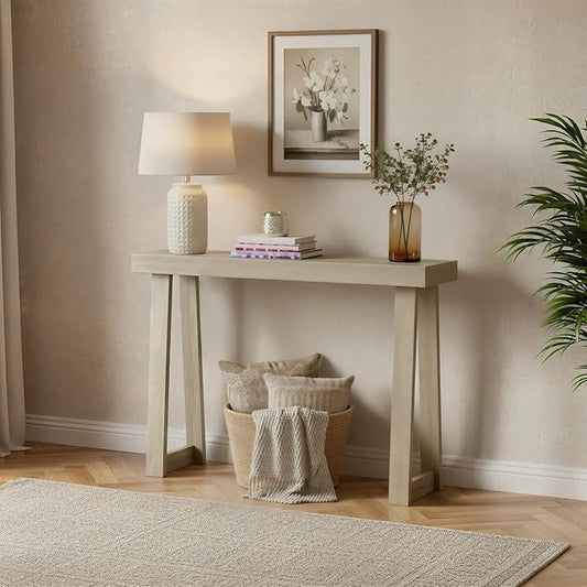 Plank+Beam Classic 36 Inch Console Table, Solid Pine Wood Entryway Table, Narrow Sofa Table for Hallway or Living Room, Seashell