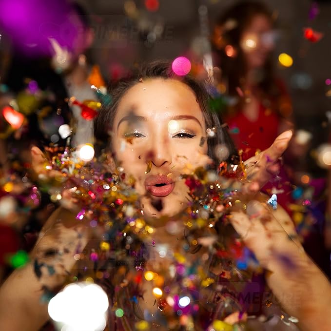 PrimePure Confetti Cannon Party Poppers - Metallic Foil Multicolor Confetti Poppers - 2 Pack - NYE Party Cannon Glitter Bomb Sparkle Pop Gun for New Years Eve 2026, Birthday, Celebration, Pranks