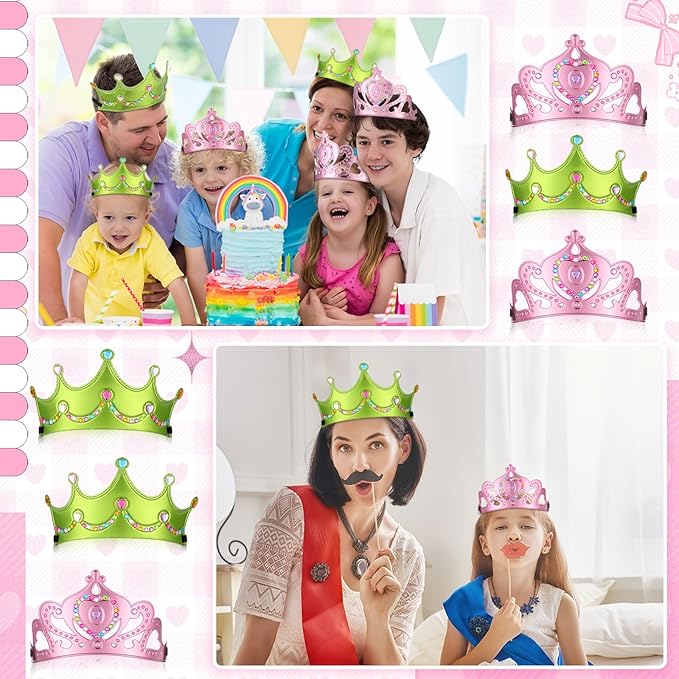Yaomiao 44 Pcs Foam Crowns for Kids Princess Tiaras Crowns Bulk Diamond Sticker Making Kits for Birthday Party Supplies