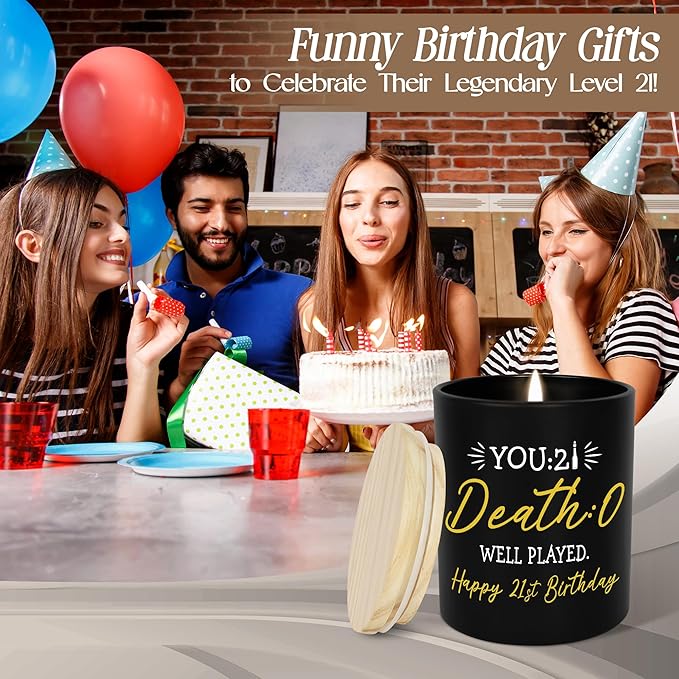 Christmas 21st Birthday Gifts for Her Him - Long Lasting Vanilla Lavender Candle 10 oz - 21st Birthday Gifts for Women Men Friend Boyfriend Girlfriend Sister, Funny Gift for 21 Year Old Female