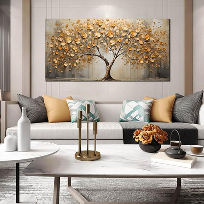 Gold Tree Pictures Wall Art for Living Room - Large Abstract Canvas Wall Art for Office - Modern Bedroom Decor for Wall Ready to Hang Size 29" x 59"