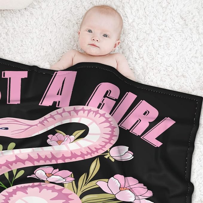 Just A Girl Loves Snakes Blanket Lightweight Cozy Flannel Fleece Throw Blanket Best Gift Home Decor for Bed Couch Outdoor Camping 50"x40" S for Kids