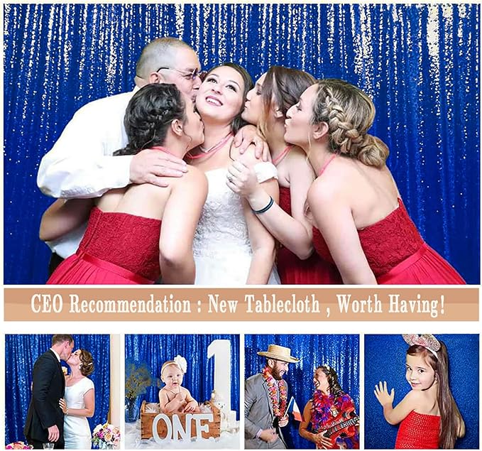 ShinyBeauty Royal Blue Sequin Backdrop - 10FTx10FT Sparkle & Glitter Photo Backdrop for Wedding, Baby Shower & Party