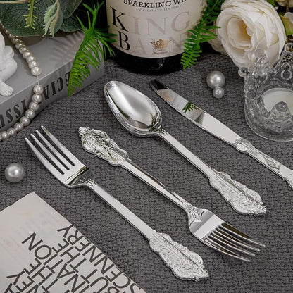 Supernal 360pcs Plastic Silverware, Silver Disposable Cutlery,Silver Plastic Silverware include 120 Plastic Forks, 120 Plastic Spoons, 120 Plastic Knives, Perfect for Birthday,Party,Wedding