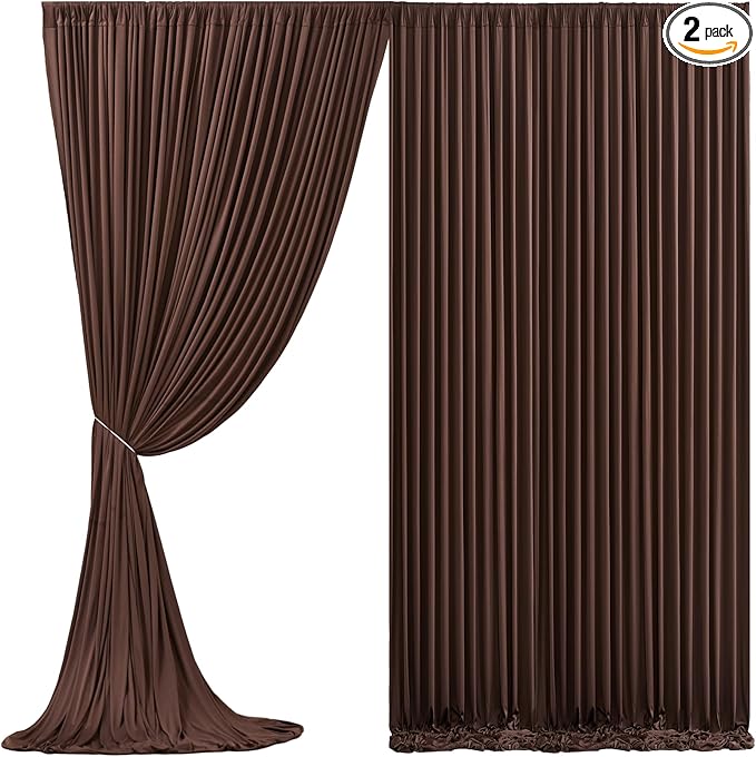 10x10 Brown Backdrop Curtain for Parties Wedding Wrinkle Free Brown Photo Curtains Backdrop Drapes Fabric Decoration for Birthday Party Baby Shower 5ft x 10ft,2 Panels