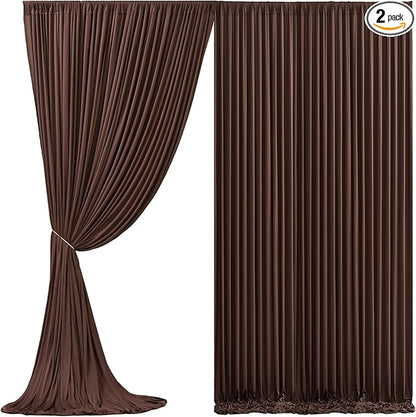10x10 Brown Backdrop Curtain for Parties Wedding Wrinkle Free Brown Photo Curtains Backdrop Drapes Fabric Decoration for Birthday Party Baby Shower 5ft x 10ft,2 Panels