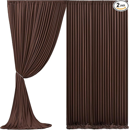 10x10 Brown Backdrop Curtain for Parties Wedding Wrinkle Free Brown Photo Curtains Backdrop Drapes Fabric Decoration for Birthday Party Baby Shower 5ft x 10ft,2 Panels