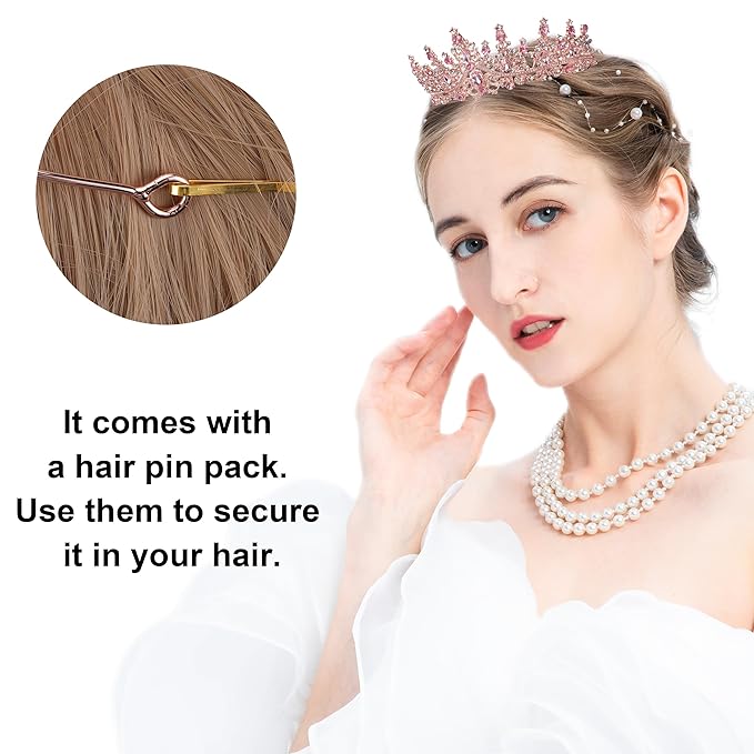 COCIDE Pink Crowns for Women Pink Tiaras for Women Princess Tiaras for Girls Costume Halloween Hair Accessories Royal Crystal Headbands Cosplay Birthday Pageant Bride Headpieces