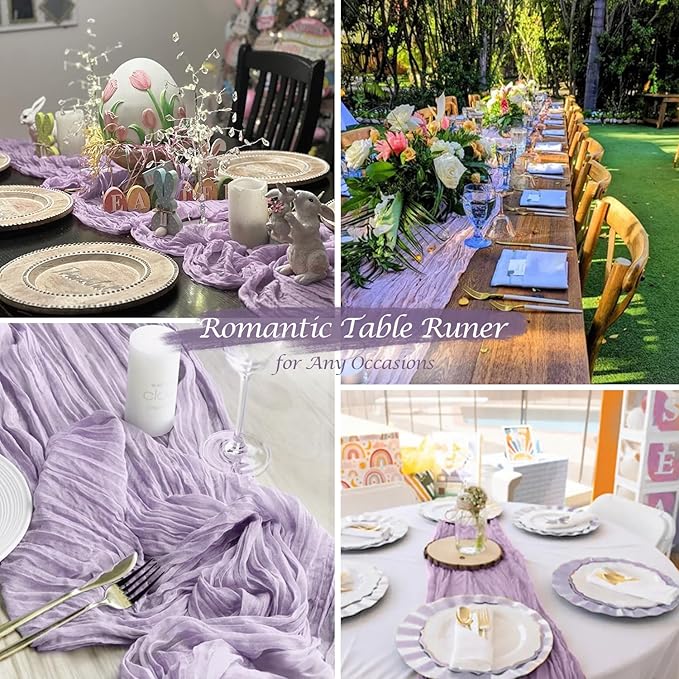 Lavender Purple Cheese Cloth Table Runner Boho 13FT Cotton Gauze Cheesecloth Table Runner for Baby Shower Wedding Bridal Shower Decor Summer Table Decor