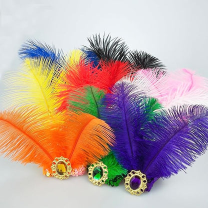 Feather Headpiece Sequins Headbands 1920s Flapper Showgirl Headpieces for Women Girls Carnival Party Accessories