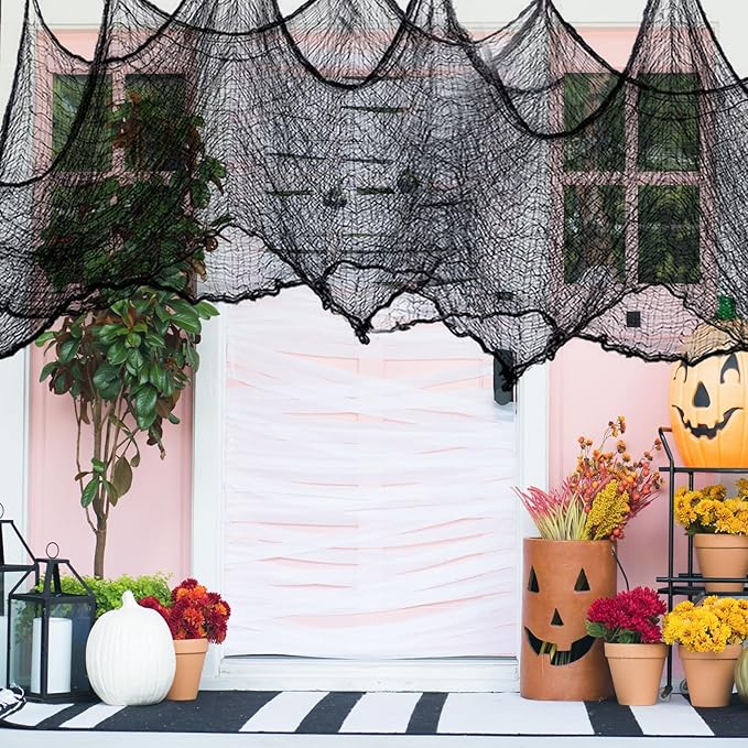 ZeeDix 9 Pack Black Halloween Creepy Cloth 30 x 75 Inch Halloween Decoration Spooky Scary Gauze Cloth Black Cheesecloth for Party Supplies Outdoor Yard Home Wall Doorways