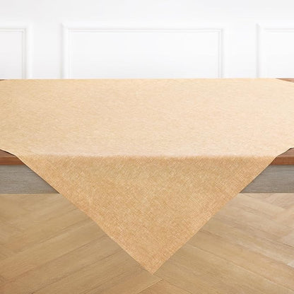Solino Home Linen Cloth Tablecloth 52 x 52 Inch - 100% Pure Linen Golden Nugget Square Tablecloth - Athena, Machine Washable Table Throw for Fall, Autumn