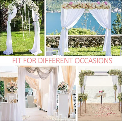 Wedding Arch Draping Fabric White Arch Drapes 6Panels Sheer Backdrop Curtain for Ceremony Wedding Arches Decor 19Ft Length x 28" Width