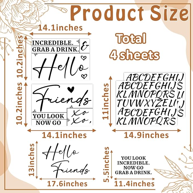 Custom Name Wedding Mirror Decals Welcome to Our Wedding Signs for Glass Mirror DIY Names Vinyl Letters Weddings Stickers Removable Hello Friends Sign for Party Reception Display Marriage Decoration