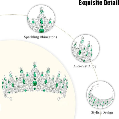 TAROSE Silver Tiaras for Women and Girls, Crystal Gold Crowns for Women, Hair Accessories for Bride/Halloween/Prom/Birthday