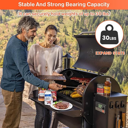 QuliMetal Folding Front Shelf for Traeger Pro 780 and Ironwood 885 Pellet Grills – Steel Grill Accessory,Compatible with Traeger BAC442, Ideal for Food Prep and Storage, 32.9'' X 11.5''