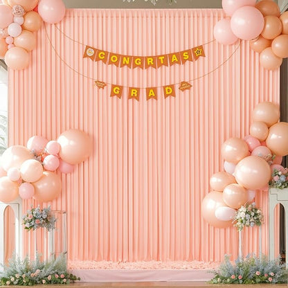 6 Panels Peach Backdrop Curtain for Parties Baby Shower Wrinkle Free Peach Photo Curtains Backdrop Drapes Fabric Decoration for Wedding Birthday Party 30ft(W) x 10ft(H)