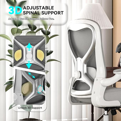 Office Desk Chair with Ergonomic Lumbar Support, Extra-Thick Seat Cushion, Flip-up Arms, Breathable Mesh Back, Computer Task Chair for Home Office