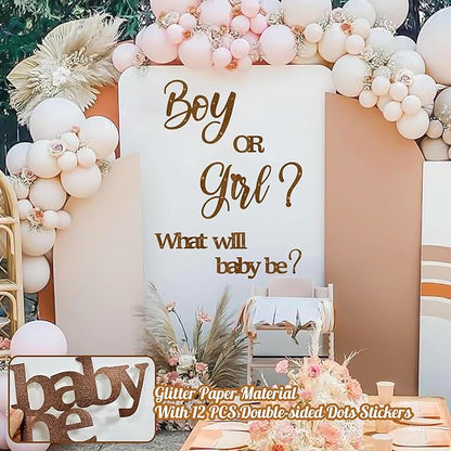 Large Glitter Paper Gender Reveal Decorations Decals for Balloon Arch Boy or Girl What Will Baby Be Signs for Backdrop Baby Shower Party Supplies He or She Letters Stickers for Pregnancy Banner