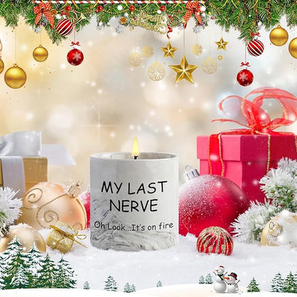 Funny Candle Gifts for Women My Last Nerve Oh Look It's On Fire Candle - Gag Gifts Sarcastic Funny Saying Ceramic Lavender Scented 6 Oz