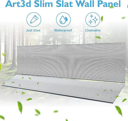 Art3d 4-Pack Glue-On Fine Bar Wainscoting Panel for Interior Wall Decor - 104 x 12 Inch Polystyrene Ultralight Slim Slat Wall Panels for Living Room Bedroom, Poplar