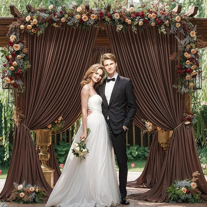 10x10 Brown Backdrop Curtain for Parties Wedding Wrinkle Free Brown Photo Curtains Backdrop Drapes Fabric Decoration for Birthday Party Baby Shower 5ft x 10ft,2 Panels