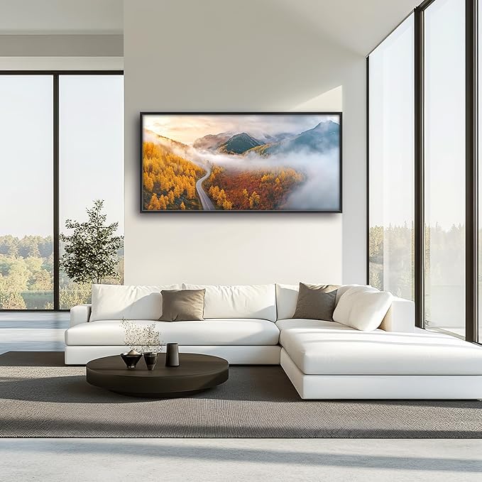 Mountain Large Wall Art Framed Wall Decor for Living Room, Mountains Forest Pictures Oversized Canvas Print Painting Modern Extra Large Framed Artwork for Bedroom Office Home Decor 60"x30"